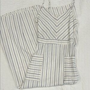 Monteau Navy and White Striped Jumpsuit